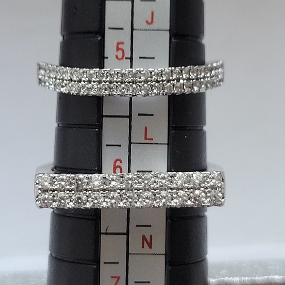 Cubic Zirconia Adjustable Silvertone Fashion Ring EUC Two-Tier - Picture 8 of 13